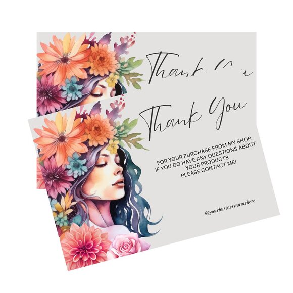 Colorful Feminine Floral Business Card - Picture 1 of 10